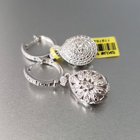 Diamond Sterling Silver Reversible Earrings TGW 0.20 cts - Picture 14 of 14